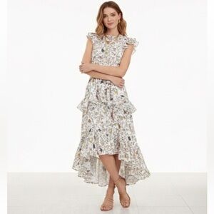 Zimmermann Frilled Tank MIDI Dress Multi Garden Print Butterfly Size 2
